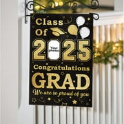 WXLCISI Graduation Garden Flag Class Of 2025 Graduation Senior Yard Sign With Name And School Name Customized Outdoor Graduate Flags Banner Party Decorations